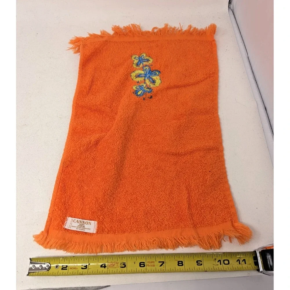 Vintage Groovy Orange Butterfly 6pc Towel Set Cannon JC Penney Utica Rare